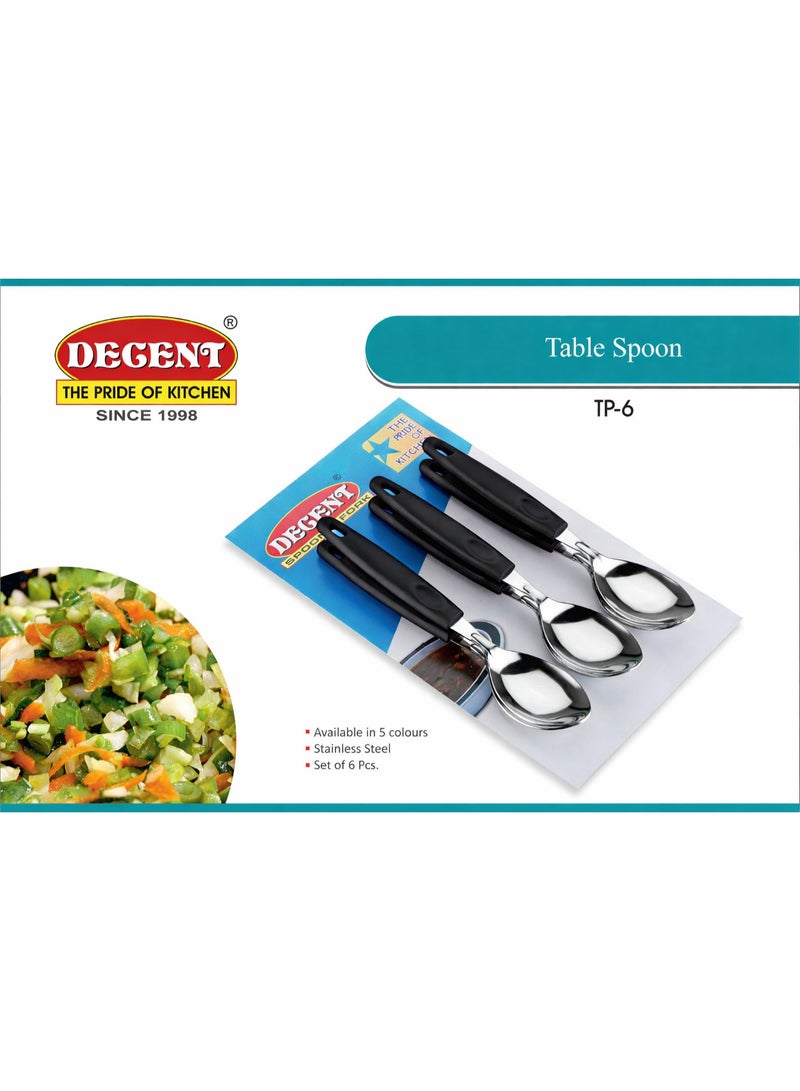 ديسينت طقم ملاعق طعام من 6 قطع | ملاعق من الفولاذ المقاوم للصدأ | مقبض مريح | سطح مصقول لامع | ملاعق حلويات للمنزل والمطبخ والمطاعم، آمنة للغسل في غسالة الصحون - Image 3